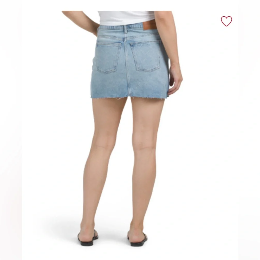 🍀 Lucky Brand Light Blue Sun-kissed Cut Denim Mini Skirt - Picture 4 of 7